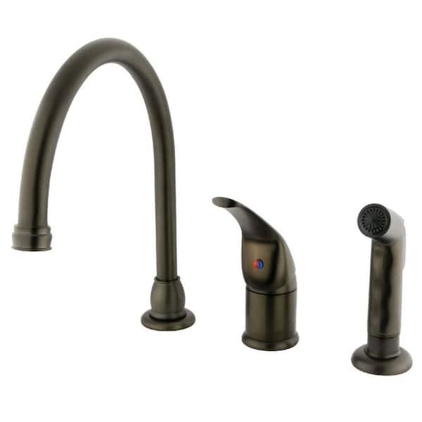 Kingston Brass Chatham Single-Handle Deck Mount Widespread Kitchen Faucets with Side Sprayer in Oil Rubbed Bronze