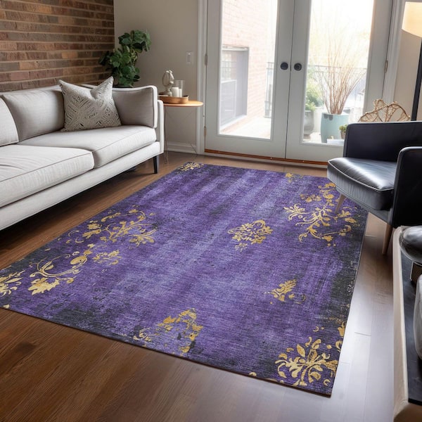 Chantille Machine Washable Indoor/Outdoor Abstract ACN1788 Purple 10 ft. x 14 ft. Area Rug