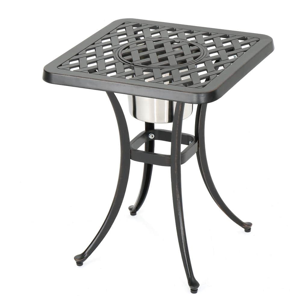 Black Copper Aluminum Outdoor Bistro Table with Ice Bucket Rust Resistant