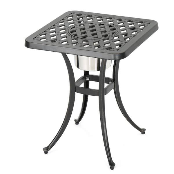 Unbranded Black Copper Aluminum Outdoor Bistro Table with Ice Bucket Rust Resistant