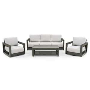 PureForm 4-Piece Aluminum Conversation Seating Set with Gray Cushions