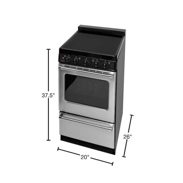 Premier 20 in. 2.4 cu. ft. Oven Freestanding Electric Range with 4  Smoothtop Burners - Stainless Steel