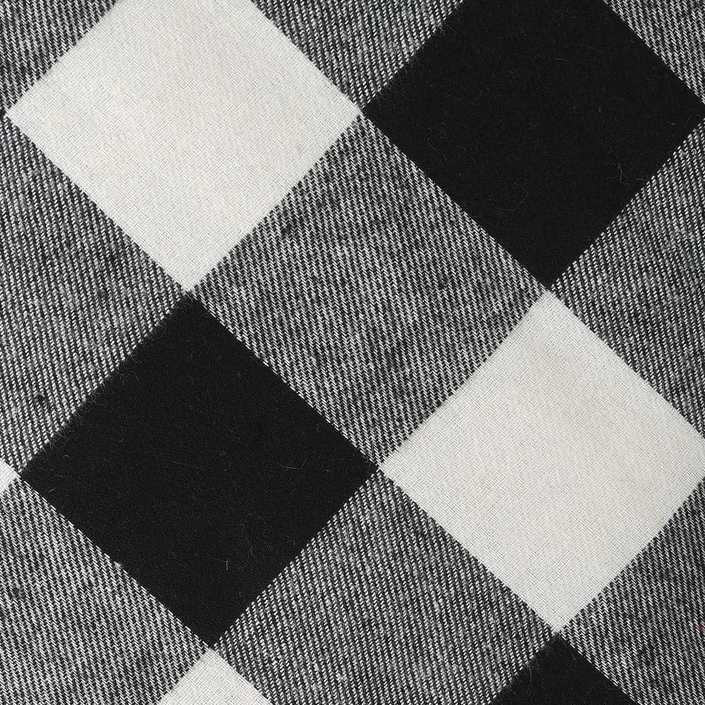 19" Black and White Plaid Christmas Stocking with White Cuff