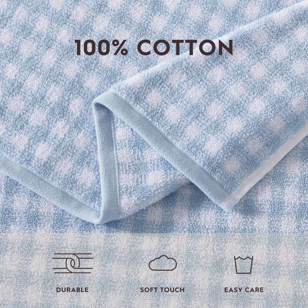 Ginny Blue and White Cotton Gingham Towel Set, 3 Pieces