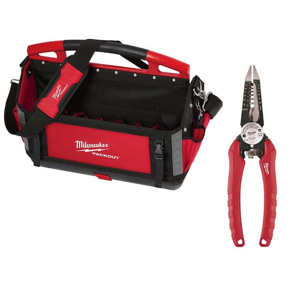 PACKOUT 20 in. Tote with Electricians 6-in-1 Wire Stripper Pliers