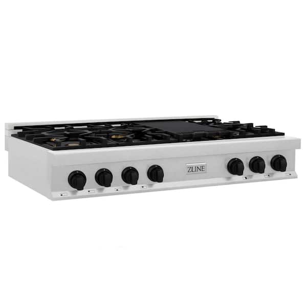 Autograph Edition 48 in. Legacy Rangetop with 7 Burners in Satin Stainless Steel with Matte Black Accents