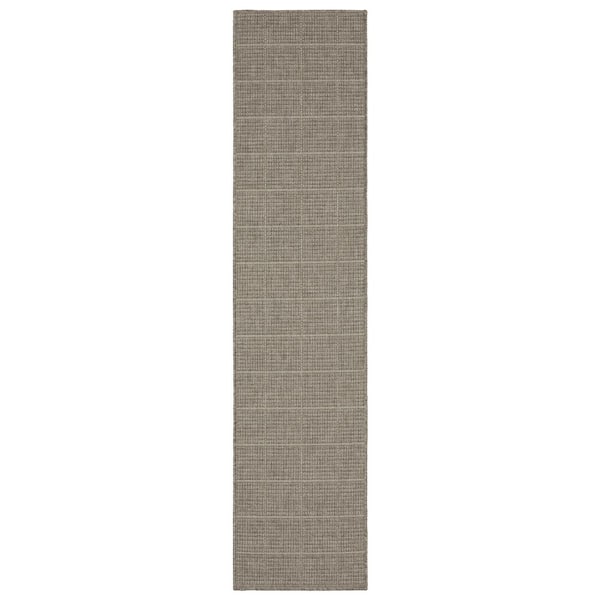 Cliffs Gray 2 ft. x 8 ft. Geometric Squares Polypropylene Indoor/Outdoor Runner Area Rug