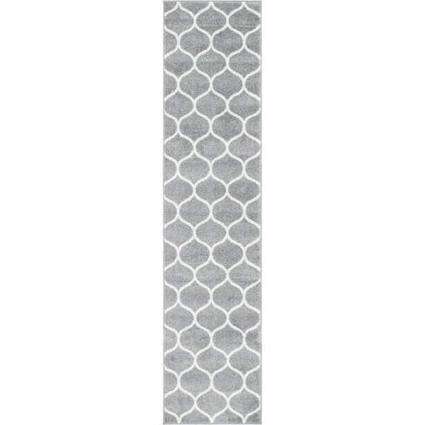 Trellis Frieze Rounded Light Gray 2 ft. x 8 ft. 8 in. Area Rug
