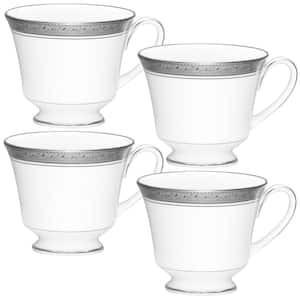 Crestwood Platinum 8 fl. oz. (Platinum) Porcelain Tea Cups, (Set of 4)