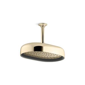 Statement Oblong 1-Spray Patterns 2.5 GPM 12 in. Ceiling Mount Rainhead Fixed Shower Head in Vibrant French Gold