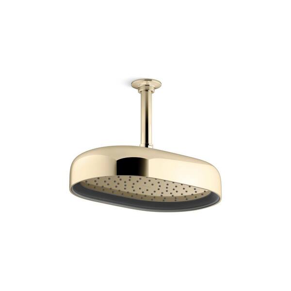 KOHLER Statement Oblong 1-Spray Patterns 1.75 GPM 12 in. Ceiling Mount Rainhead Fixed Shower Head in Vibrant Titanium