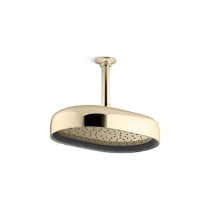 Statement Oblong 1-Spray Patterns 1.75 GPM 12 in. Ceiling Mount Rainhead Fixed Shower Head in Vibrant French Gold