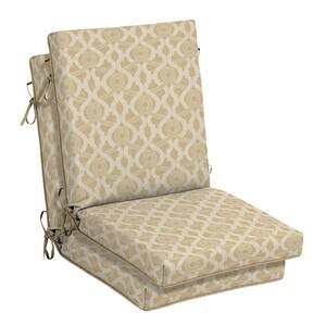 21 in. x 24 in. Almond Biscotti Trellis Outdoor High Back Dining Chair Cushion (2-Pack)