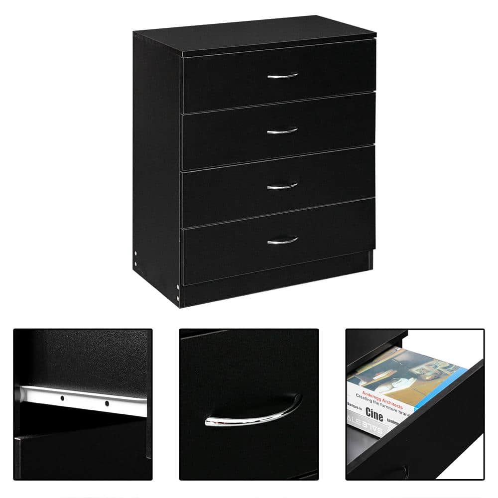 Black Farmhouse 4-Drawer Vertical Chest of Drawers