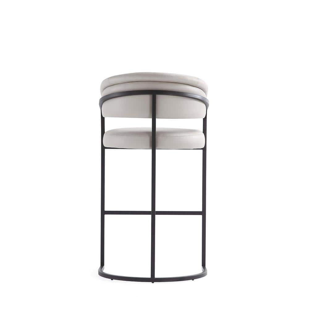 Augusta Light Gray Leatherette Upholstered Barstools with Metal Frame, Set of 2