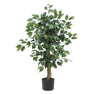 1pc Artificial Ficus Tree, 5ft Tall With Silk Leaves, Fake Moss, And Sturdy  Nursery Pot, For Indoor And Outdoor Home, Office, And Farmhouse Decor :  Target