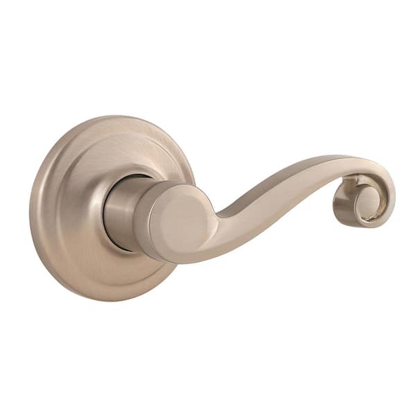 Kwikset Lido Satin Nickel Right-Handed Dummy Door Lever with Microban Antimicrobial Technology