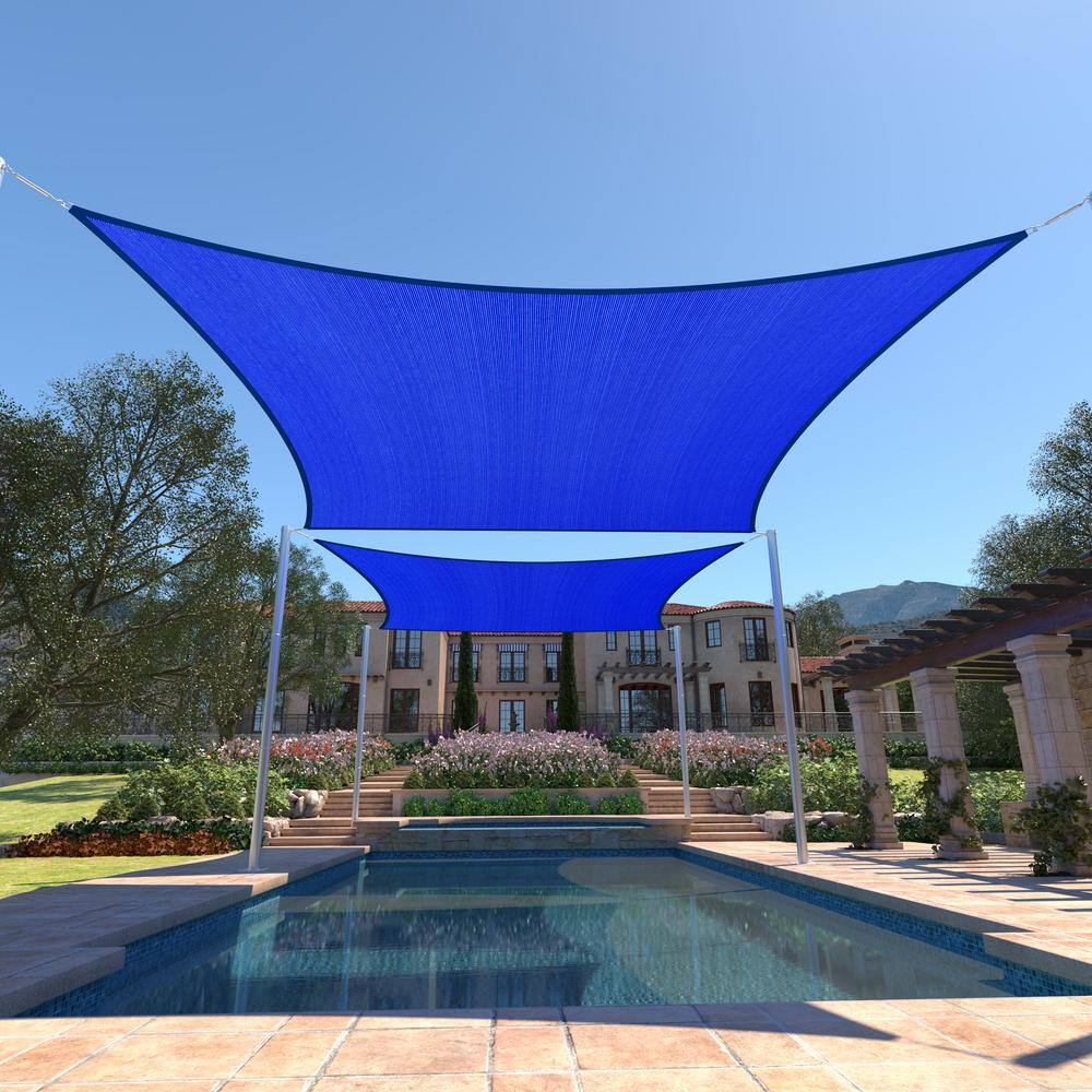 Blue 12' x 20' HDPE Rectangle Sun Shade Sail Canopy
