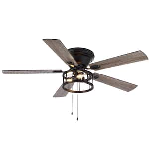 Ableton Hugger 52 in. Indoor Black Ceiling Fan with Light Kit and Pull Chain Included