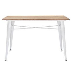 Finwick White Metal Rectangular Dining Table for 6 (47.24 in. L x 29.13 in. H)
