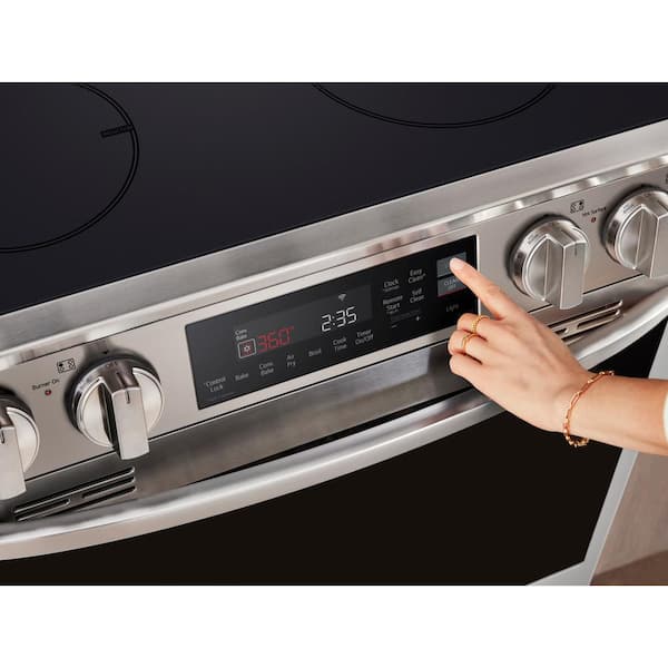 LG 6.3 cu. ft. Smart True Convection InstaView Electric Range Single Oven  with Air Fry in Printproof Stainless Steel LREL6325F - The Home Depot