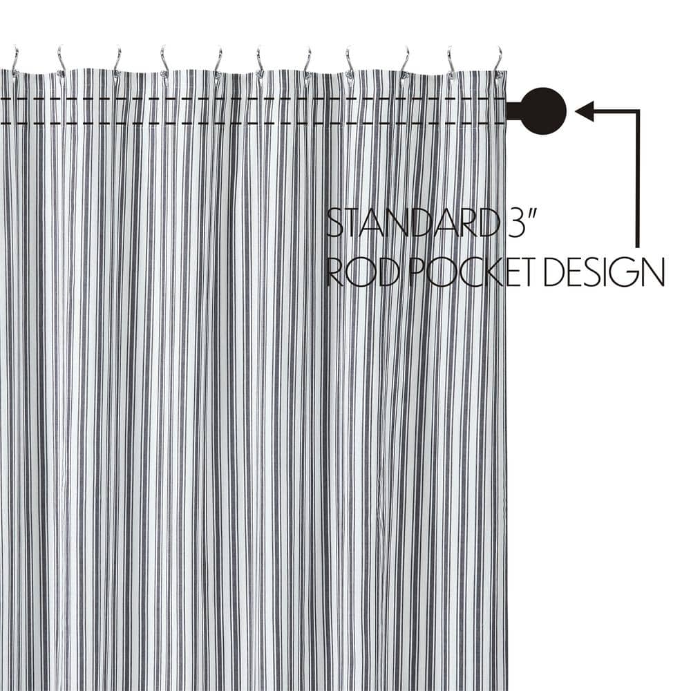Sawyer Mill Black and White Ticking Stripe Fabric Shower Curtain 72x72