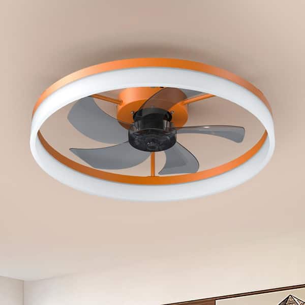19.7 in. Integrated LED Indoor Orange Ceiling Fan with Remote Control, Adjustable 3 Color Temperature