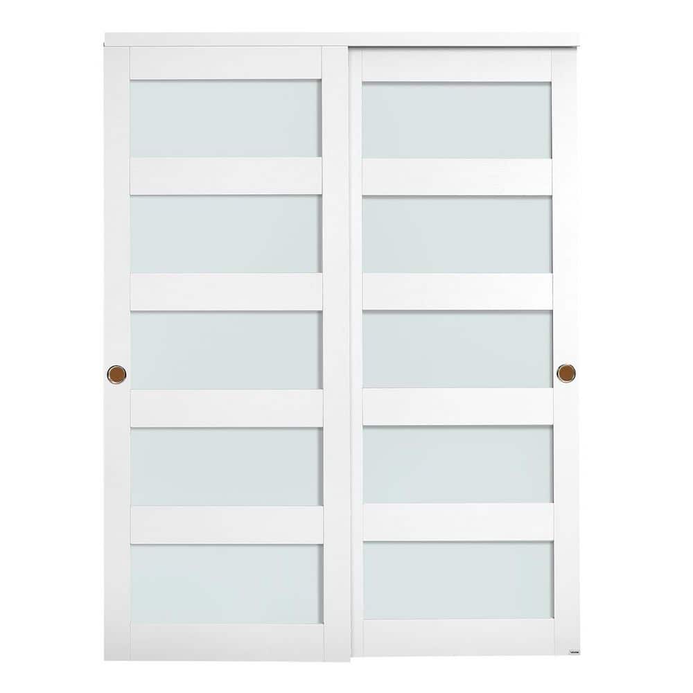 Sliding Closet Door, 31 in. x 78.19 in. 5-Lite Glass Sliding Door, Hardware Kit and Floor Guide, Solid Wood, 2025 Update price history on PriceWatchPro