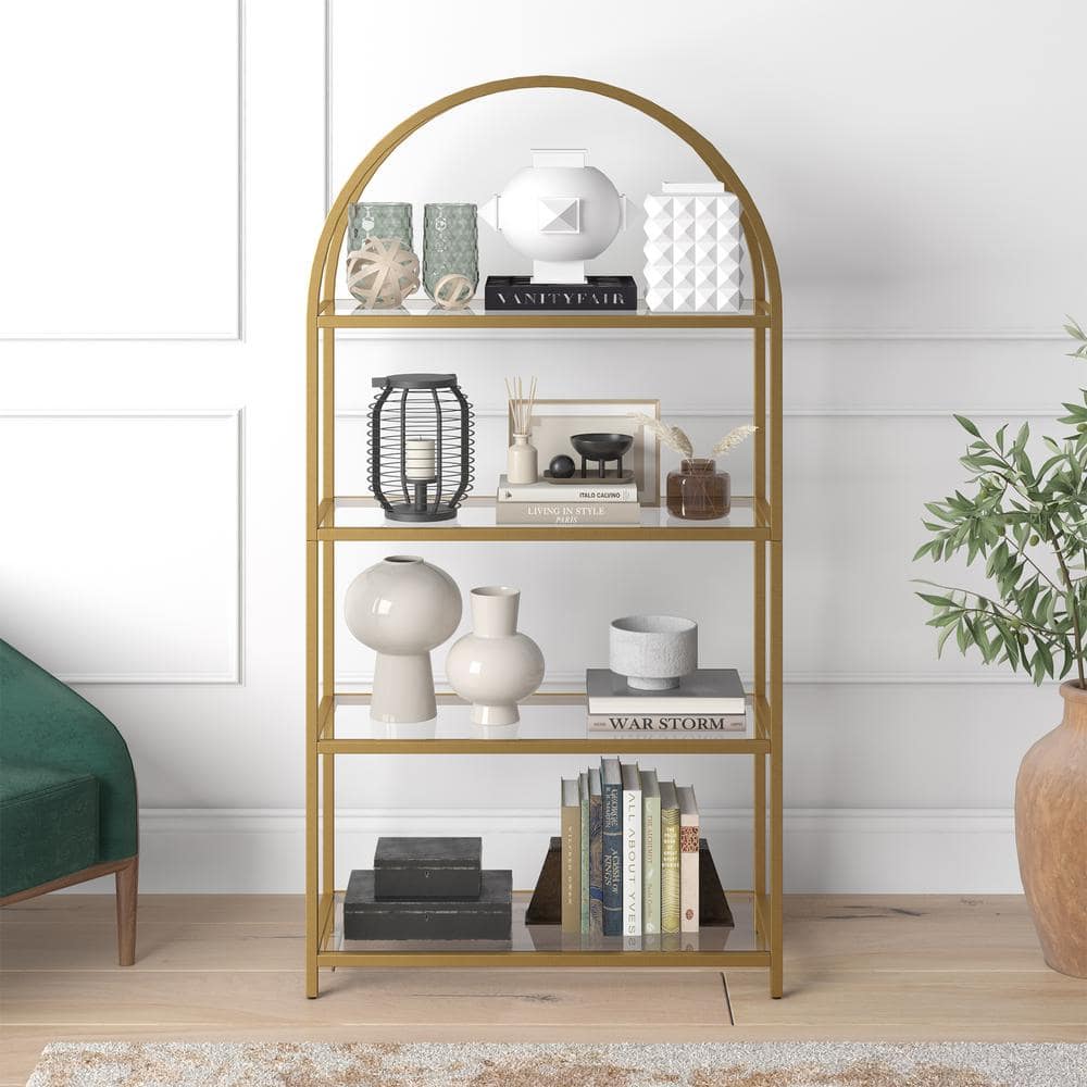Garrett Brass and Glass 4-Tier Curved Étagère