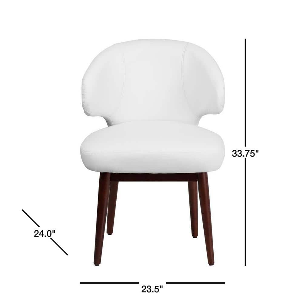 White LeatherSoft Accent Chair with Walnut Legs