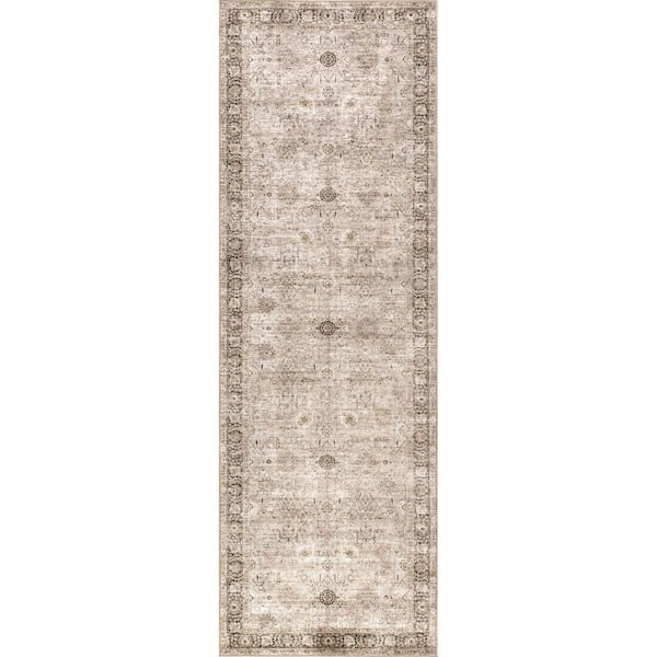 RUGS USA Bayberry Vintage Machine Washable Sand 2 ft. x 6 ft. Indoor ...