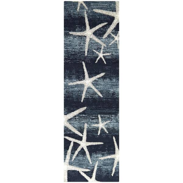 BALTA Martin Dark Blue 2 ft. x 7 ft. Starfish Runner Rug
