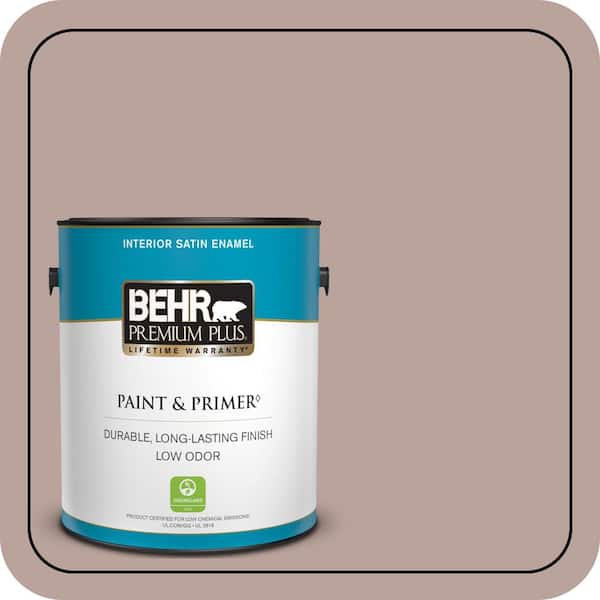 BEHR PREMIUM PLUS 1 gal. #N150-3 Cocoa Craving Satin Enamel Low Odor Interior Paint & Primer