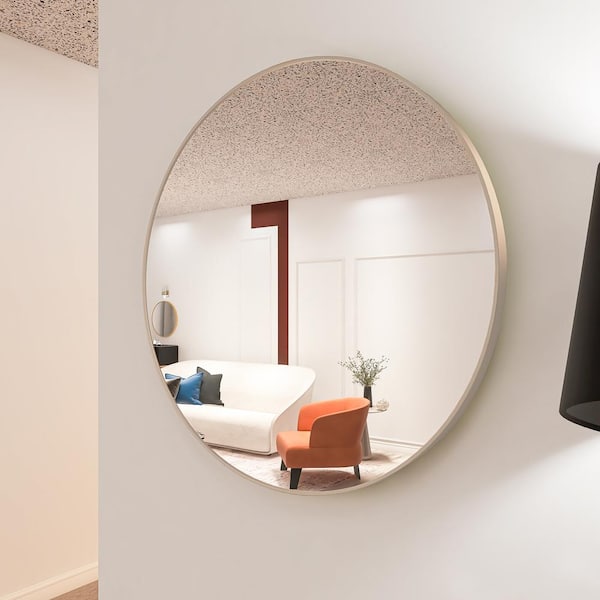 Unbranded 32 in. W x 32 in. H Round Framed for Wall Decorative Bathroom Vanity Mirror in Matte Gold