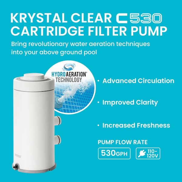 Cartridge Filter Pump for Above Ground Pools, 530 GPH Pump Flow Rate