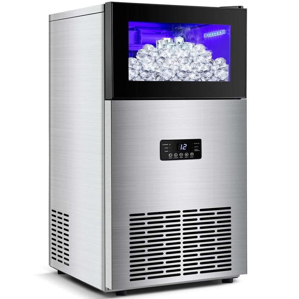 Rapsuar 15in. 130LBS/24H Freestanding Ice Maker in Stainless Steel with ...