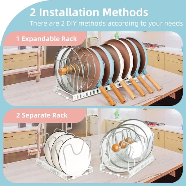 ORDORA Expandable Pots & Pans Organizer For Cabinet - Adjustable Dividers For Lids, Cutting Boards, Baking Sheets (Fits 12-23 Inch Spaces)