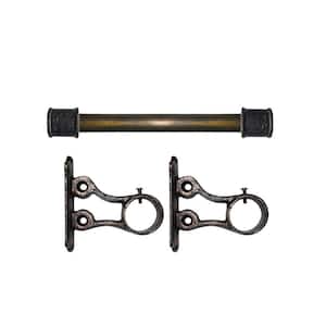 5 ft. Fixed Length 1 in. Dia. Metal Drapery Single Curtain Rod Set in Antique Bronze with End Caps Spool Finial
