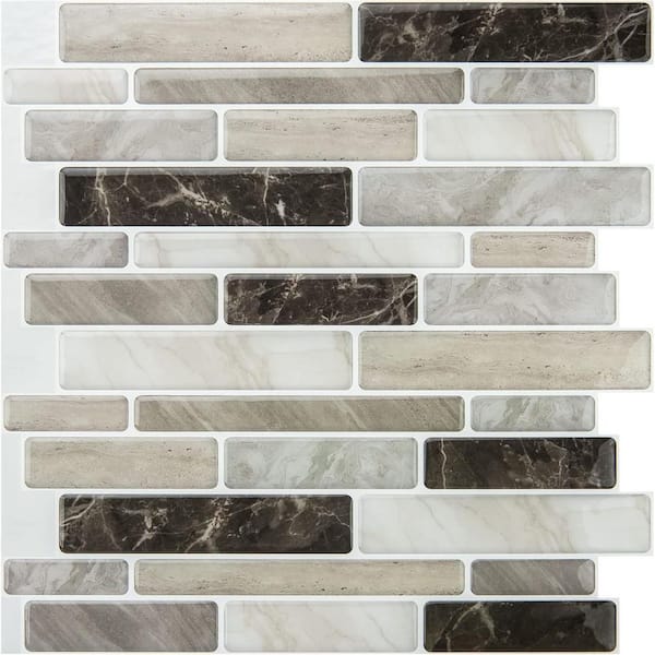 Light Brown 12 in. x 12 in. Vinyl Peel and Stick Backsplash 10-Pack ...
