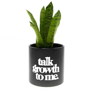 6 in. Black Ceramic Indoor Talk Growth to Me Planter