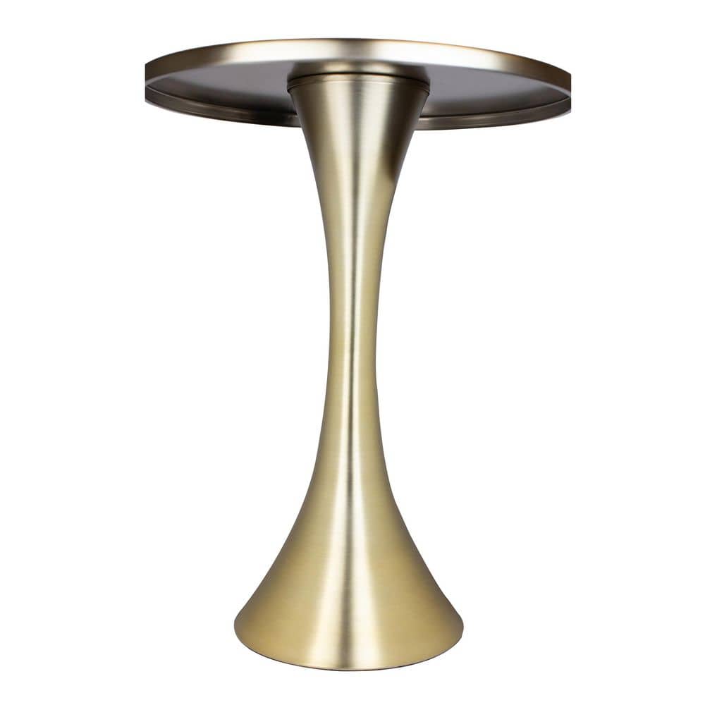Lenuxe 19 in. Brushed Nickel Round Metal End Table - thumbnail 2