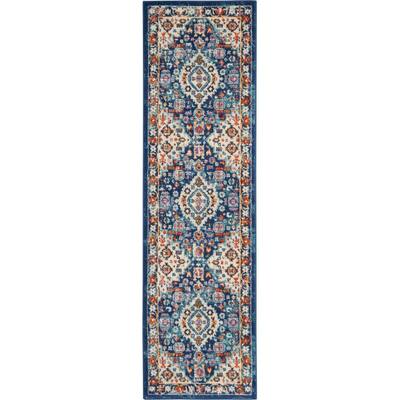 Passion Blue/Multicolor 2 ft. x 8 ft. Persian Vintage Runner Rug
