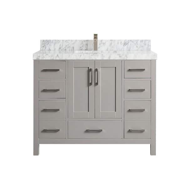 Willow Collections Malibu 48 in. W x 22 in. D x 36 in. H Bath Vanity in Grey with 2 in. Carrara Marble Vanity Top