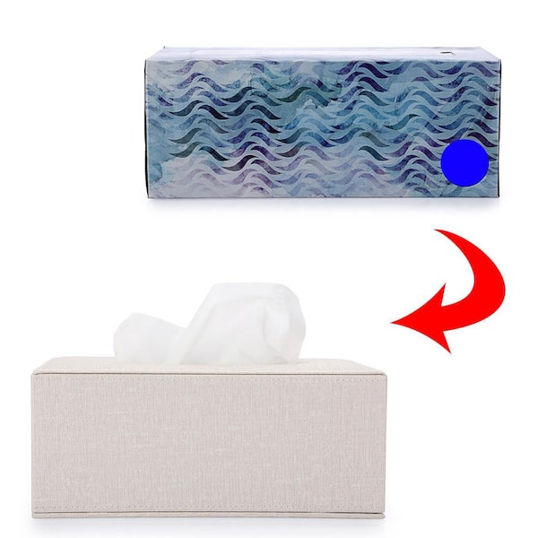 Wudkey Beige Tissue Box Cover Rectangle Linen Tissue Box Stylish