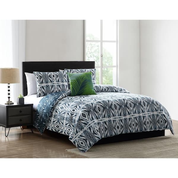 Morgan Home Paxton Blue Geometric Print Twin Comforter Set