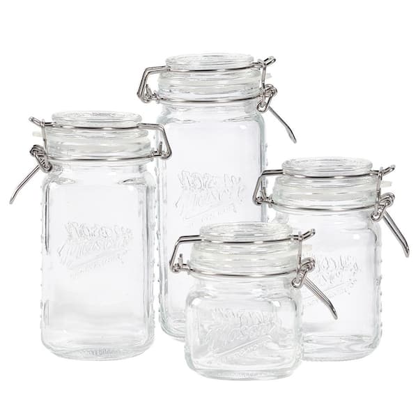 Mason Craft and More Mini Preserving Jar Set with Clamp Glass Lids (Set of 2)