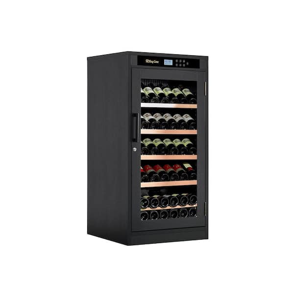 Constant Temperature LED Touch Screen Display 69-Wine Bottles Wine Cooler in Black Wood