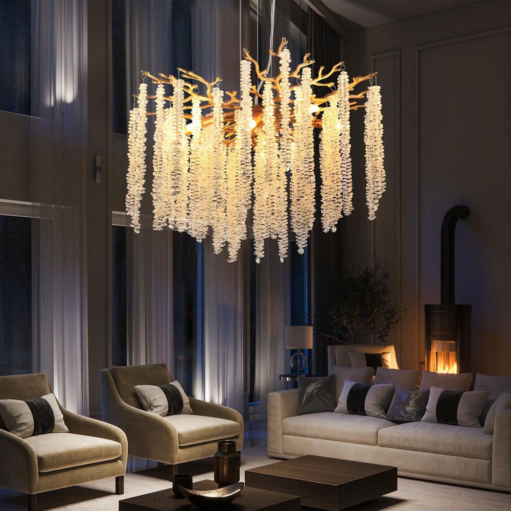Basdien 24 in 8-light Luxury Gold Chandelier Large Ceiling