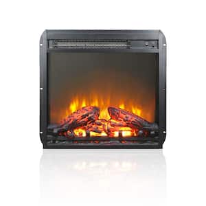 18 in. Ventless Electric Fireplace Insert with Log Set and Realistic Flame and Overheating Protection in Black