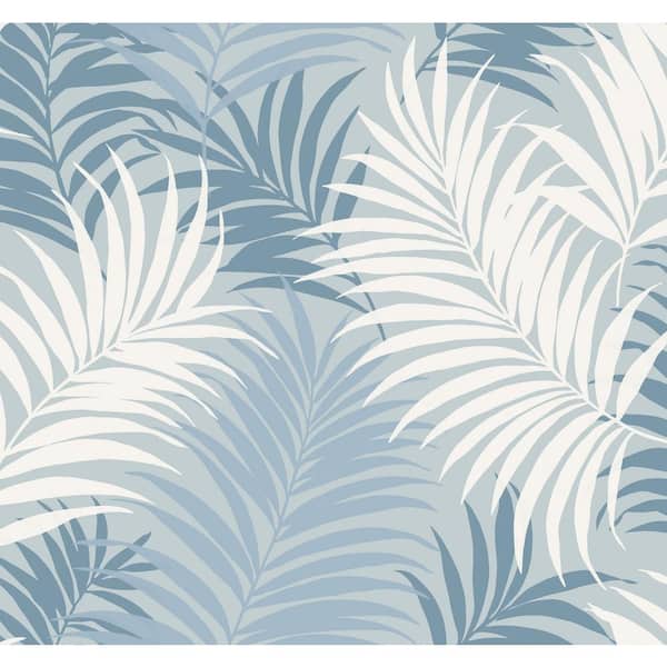 LILLIAN AUGUST Luxe Retreat Blue Frost, Carolina Blue, and Air Force Blue Via Palma Paper Unpasted Wallpaper Roll (60.75 sq. ft.)